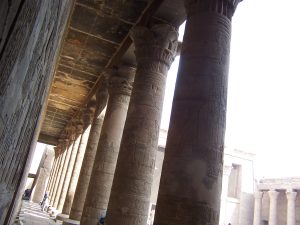 The columned court of the Temple of Horus at Edfu.