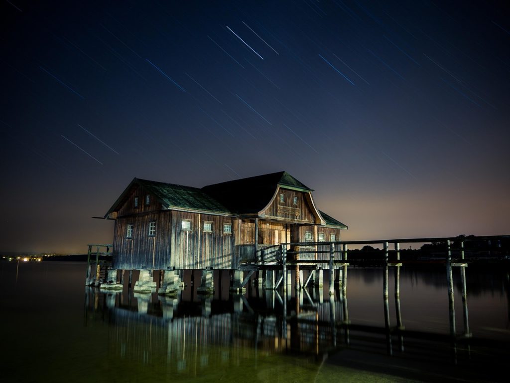 Stilt house in the forest