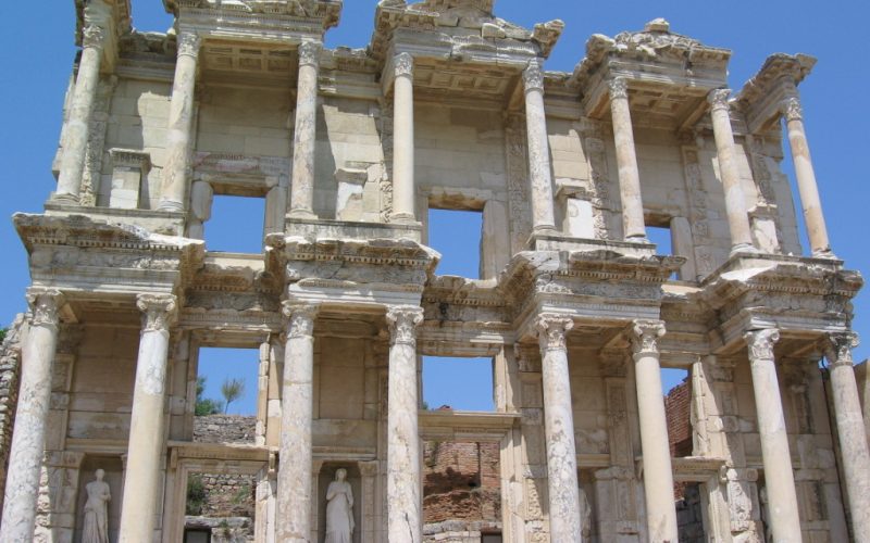 The magnificent facade of the Library of Celsus at Ephesus.