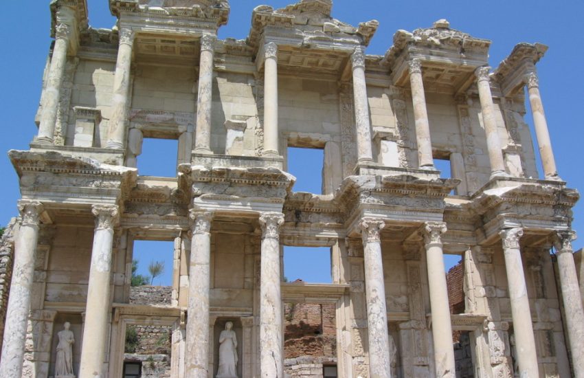 The magnificent facade of the Library of Celsus at Ephesus.