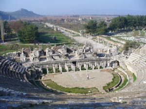 The great theatre of Ephesus, which could seat some twenty-five thousand people.