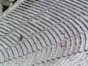 The ancient theatre of Epidaurus, famed for its perfect acoustics.