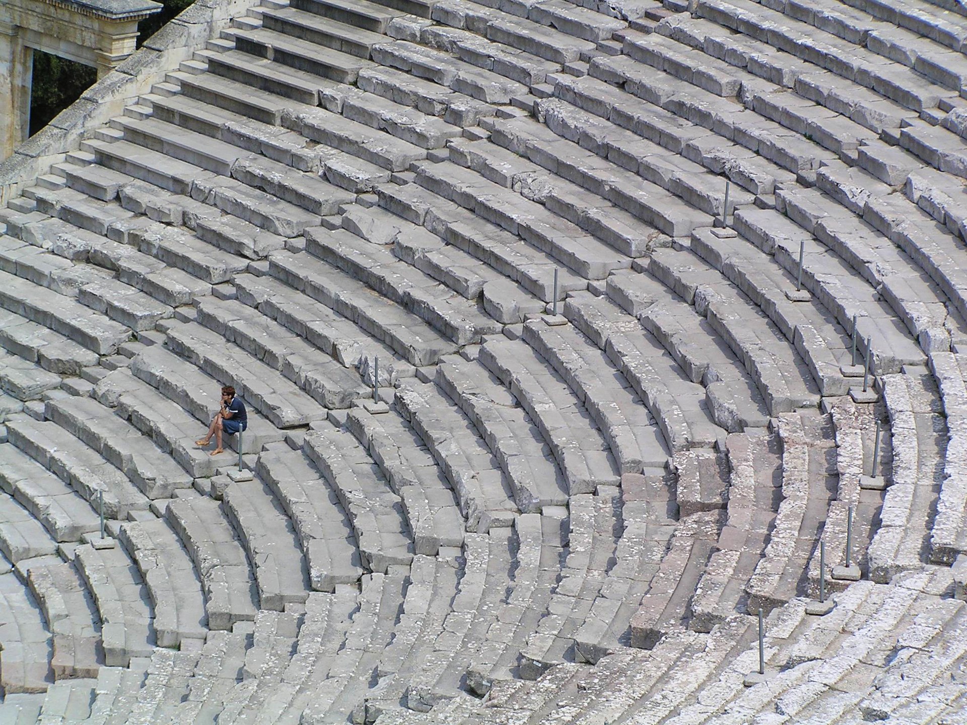The ancient theatre of Epidaurus, famed for its perfect acoustics.