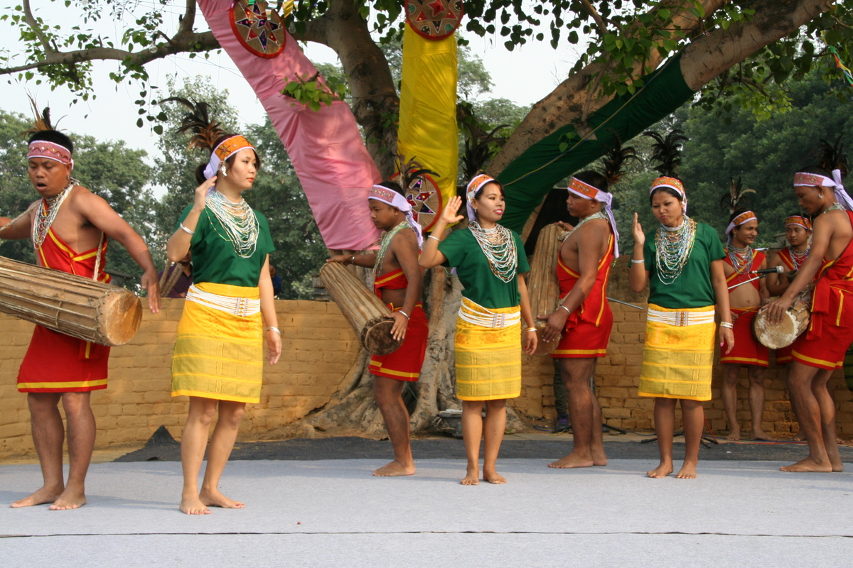 The Wangala dance, performed to rows of drums
