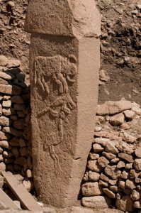 A relief of an animal carved on a pillar at Gobekli Tepe.