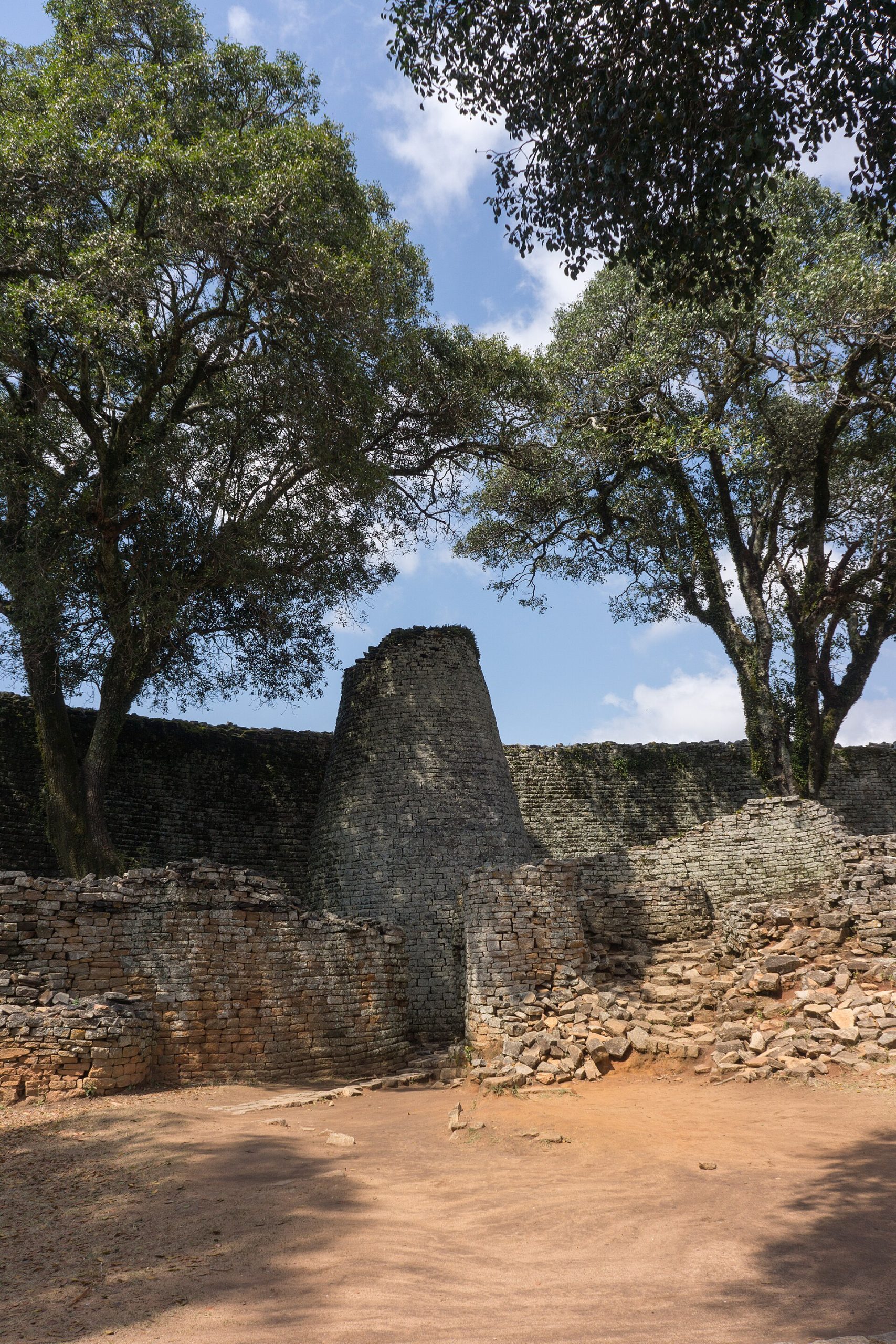 The mysterious solid conical tower within the Great Enclosure of Great Zimbabwe.