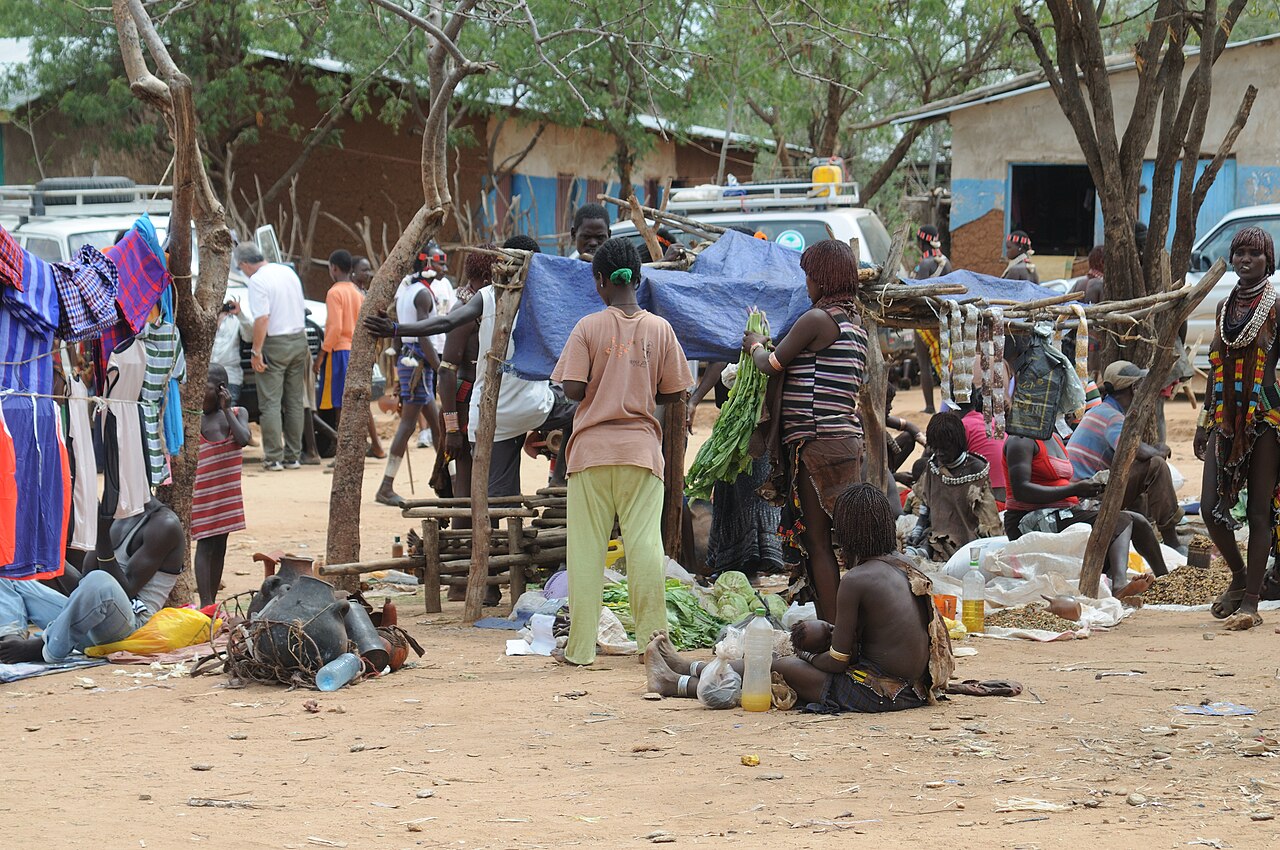 The market at Turmi, a gathering place for the Hamar today.