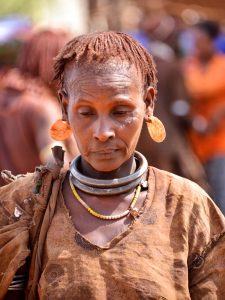 A Hamar woman with the ochre-dressed hair for which the people are known.