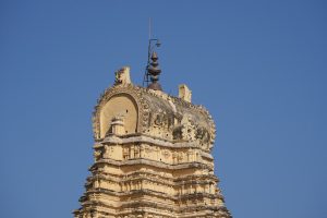 The towering gopuram of the Virupaksha Temple at Hampi.
