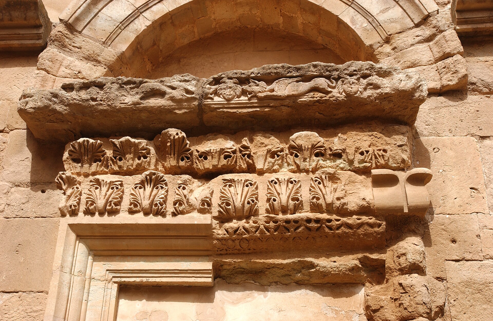 Columned facades among the ruins of Hatra in northern Iraq.