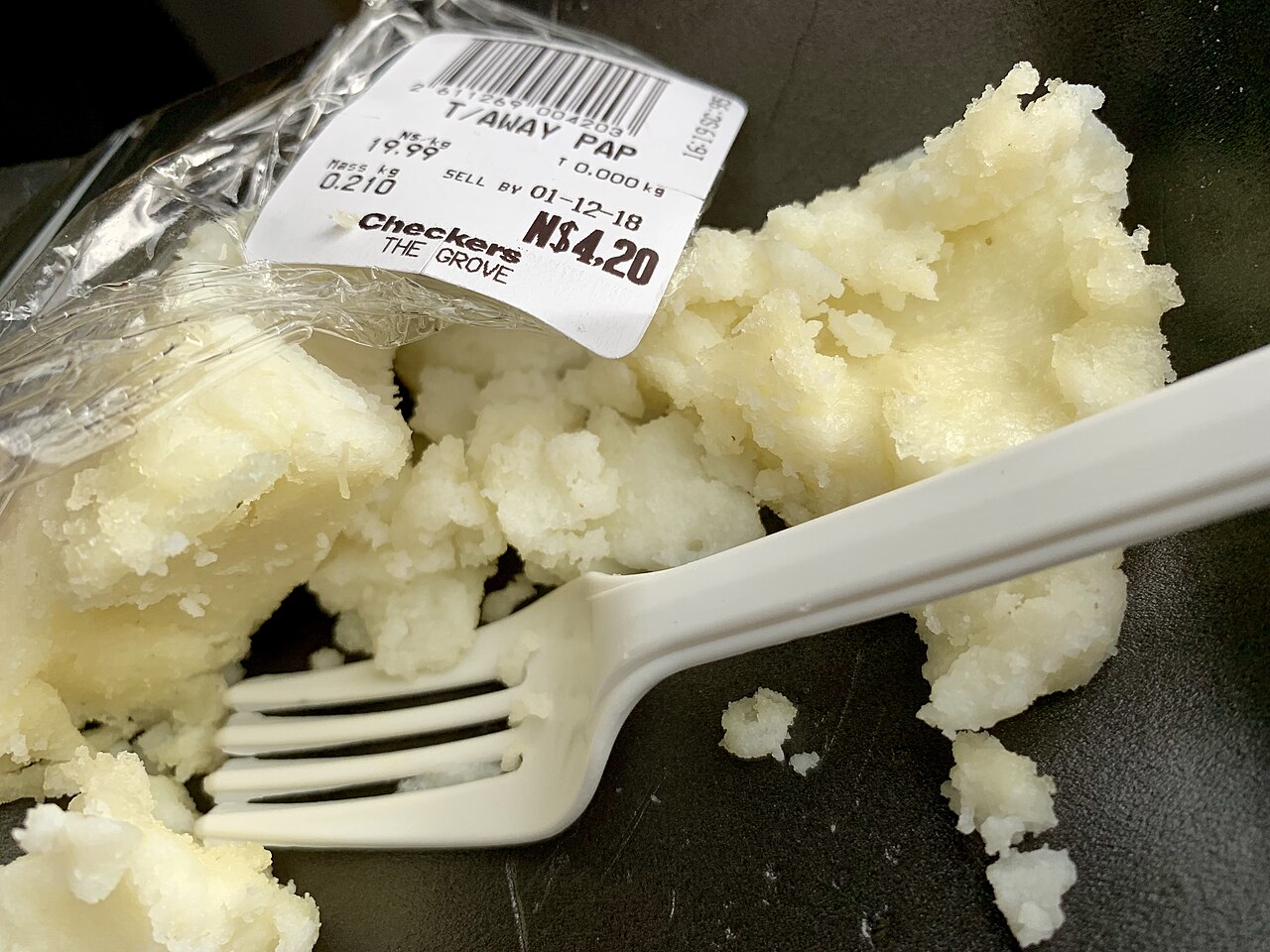 Maize pap, a staple takeaway meal in Windhoek.