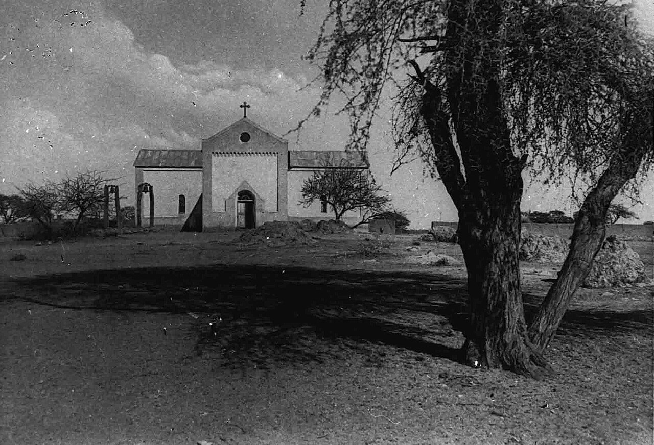 The Herero church at Okahandja; the people combine Christianity with older belief.