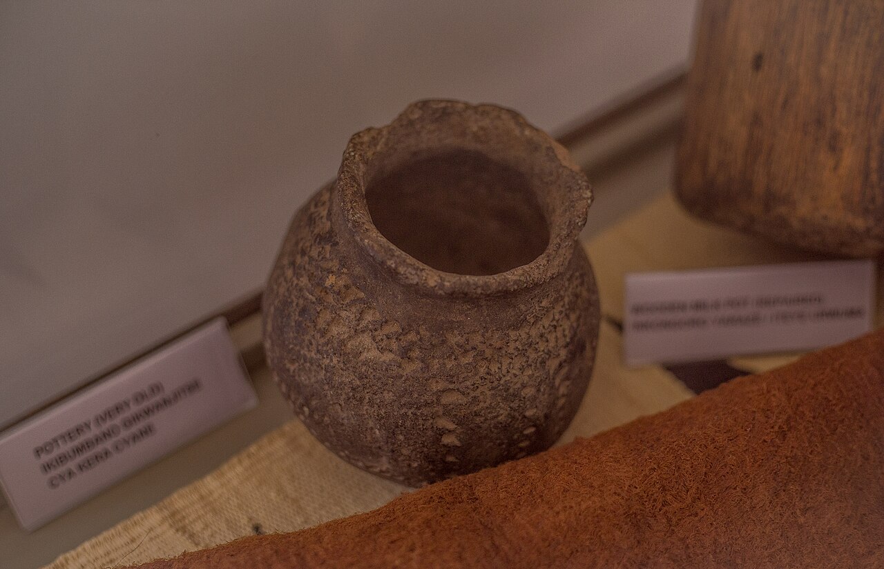 An old Rwandan pot; pottery and basketry are traditional crafts of the hills.