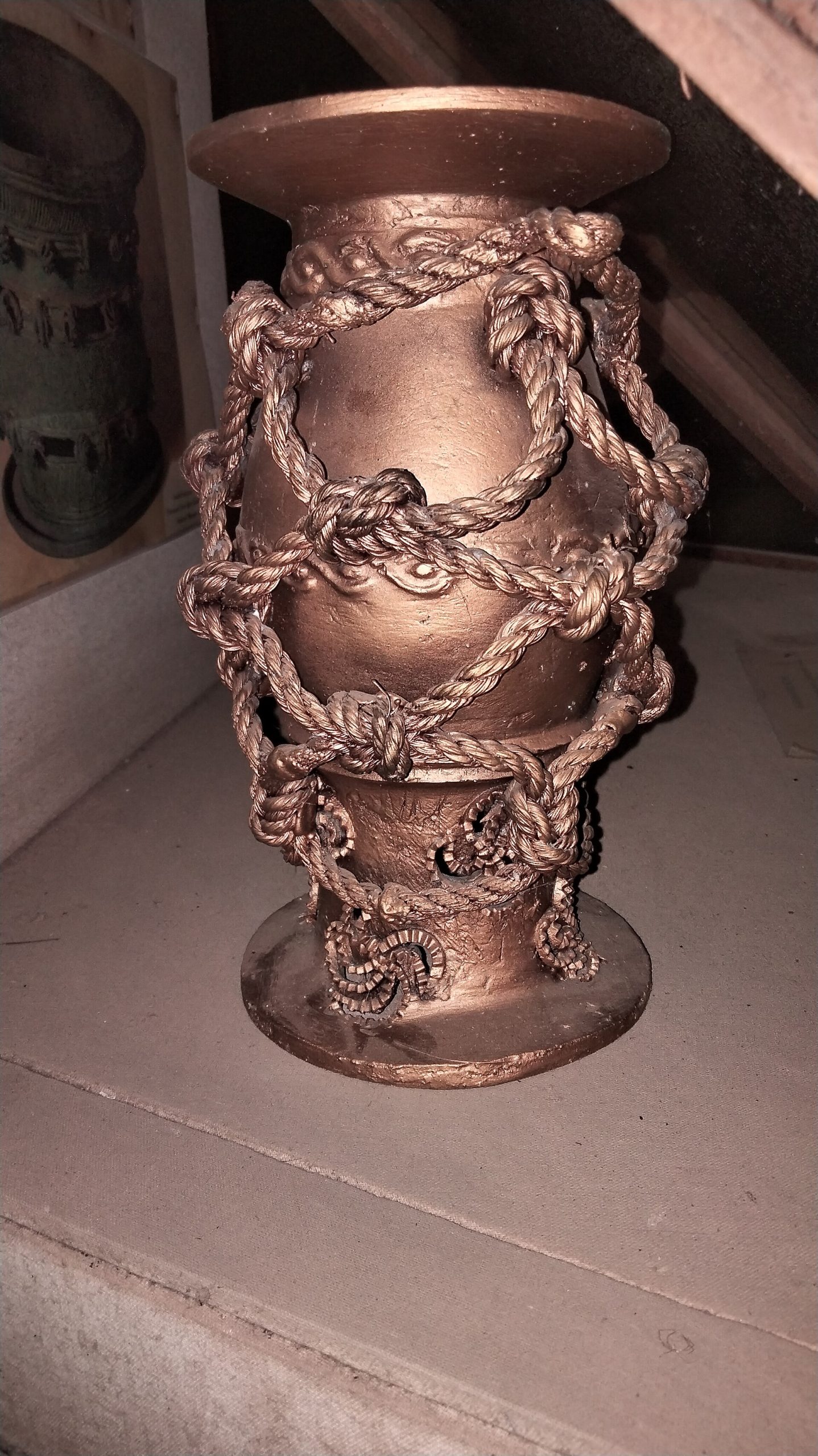 A roped pot on a stand from Igbo-Ukwu, cast in a single piece in a technical tour de force