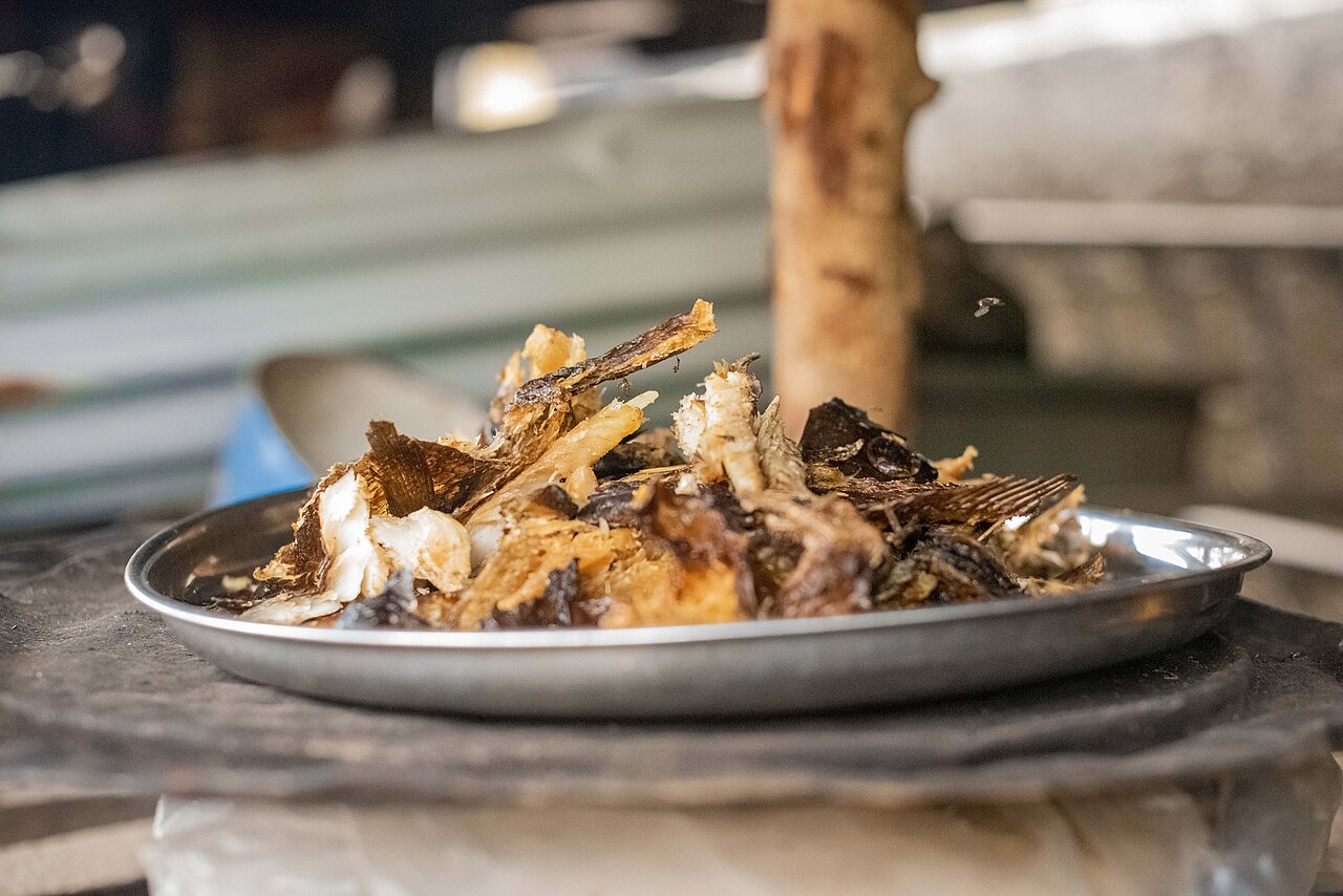 Dried fish, prepared for the rich soups of the delta.