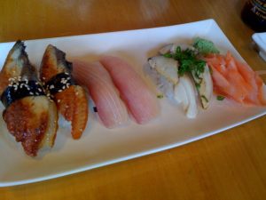 Nigiri sushi, the celebrated cuisine of Japan