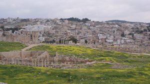 The Cardo Maximus, the colonnaded main street that ran the length of Roman Jerash.