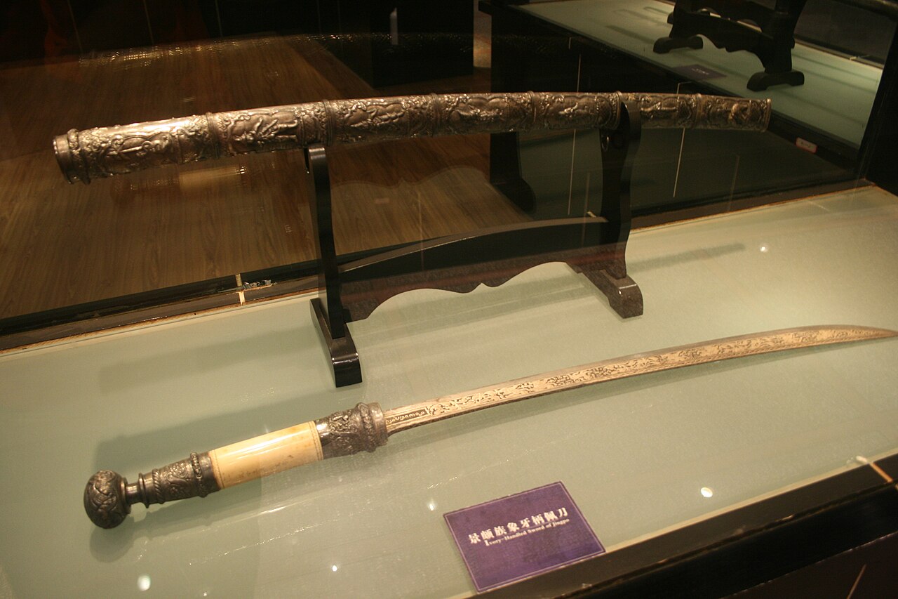 An ivory-handled Jingpo sword