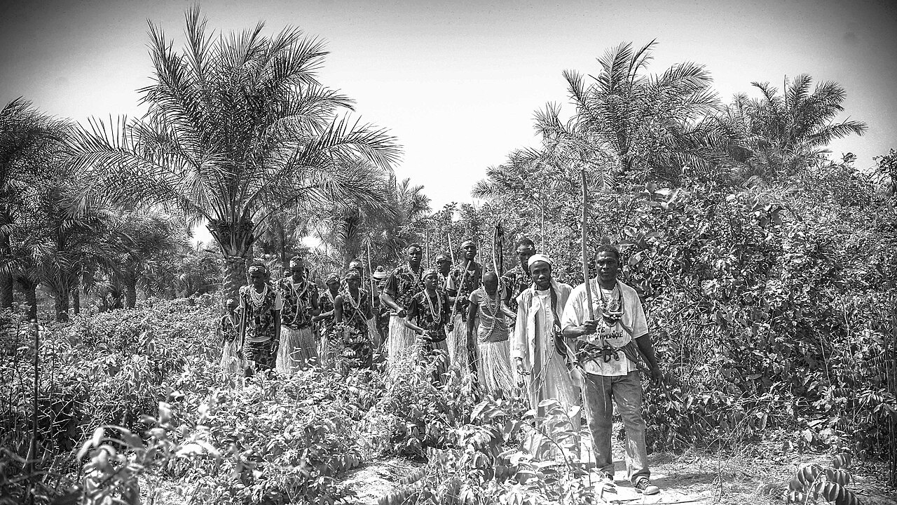 Crossing the Diola bush; the Jola keep the traditional religion of Awasena and its shrines.