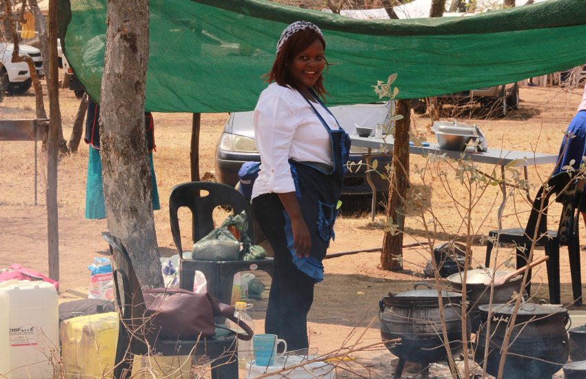 A Kalanga woman preparing traditional food; the Kalanga live in Zimbabwe and Botswana.