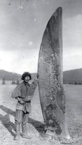 An ancient carved stele of the Khakas steppe