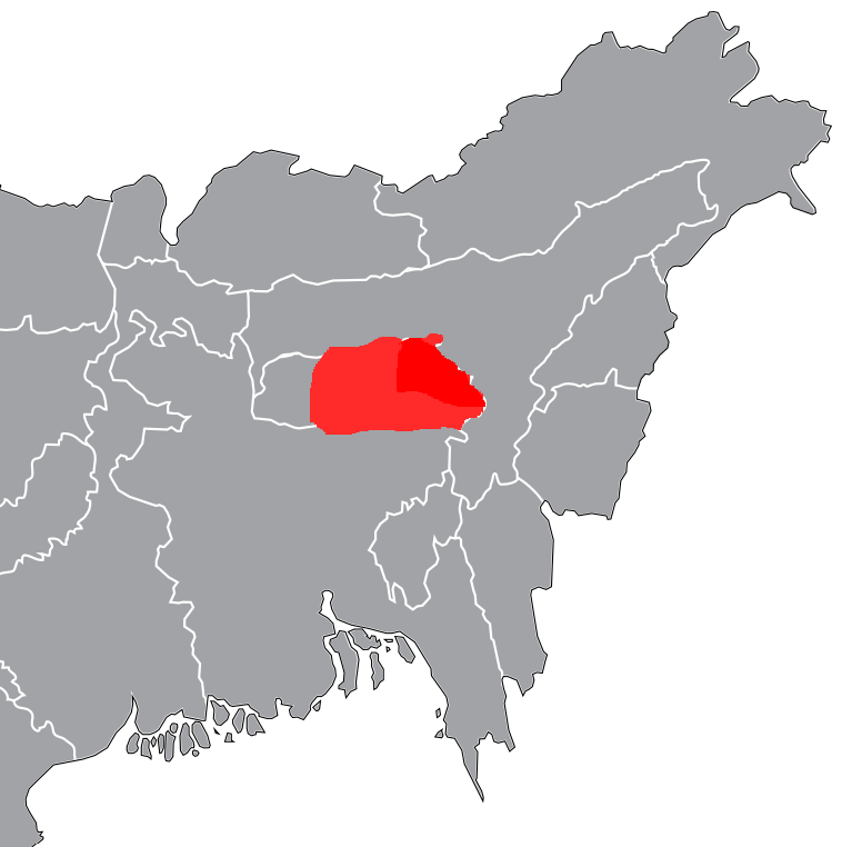 The distribution of the Khasi language in the hills of Meghalaya