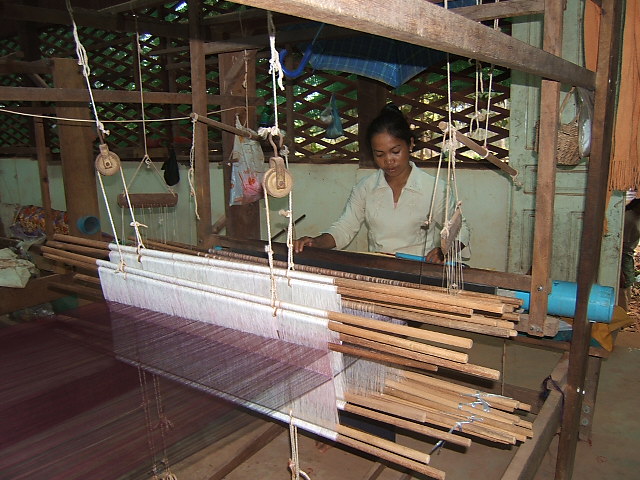 Weaving silk in Cambodia
