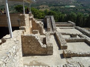 The grand staircase of the Palace of Knossos.