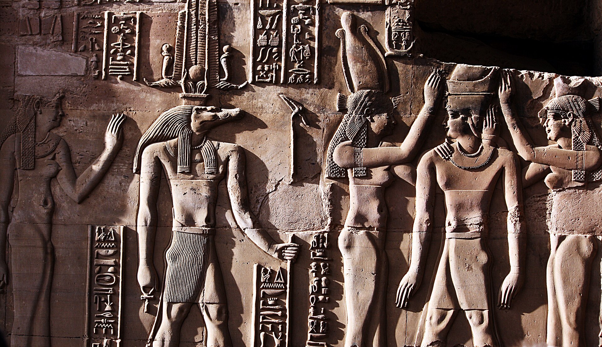 A relief of the crocodile god Sobek at Kom Ombo.