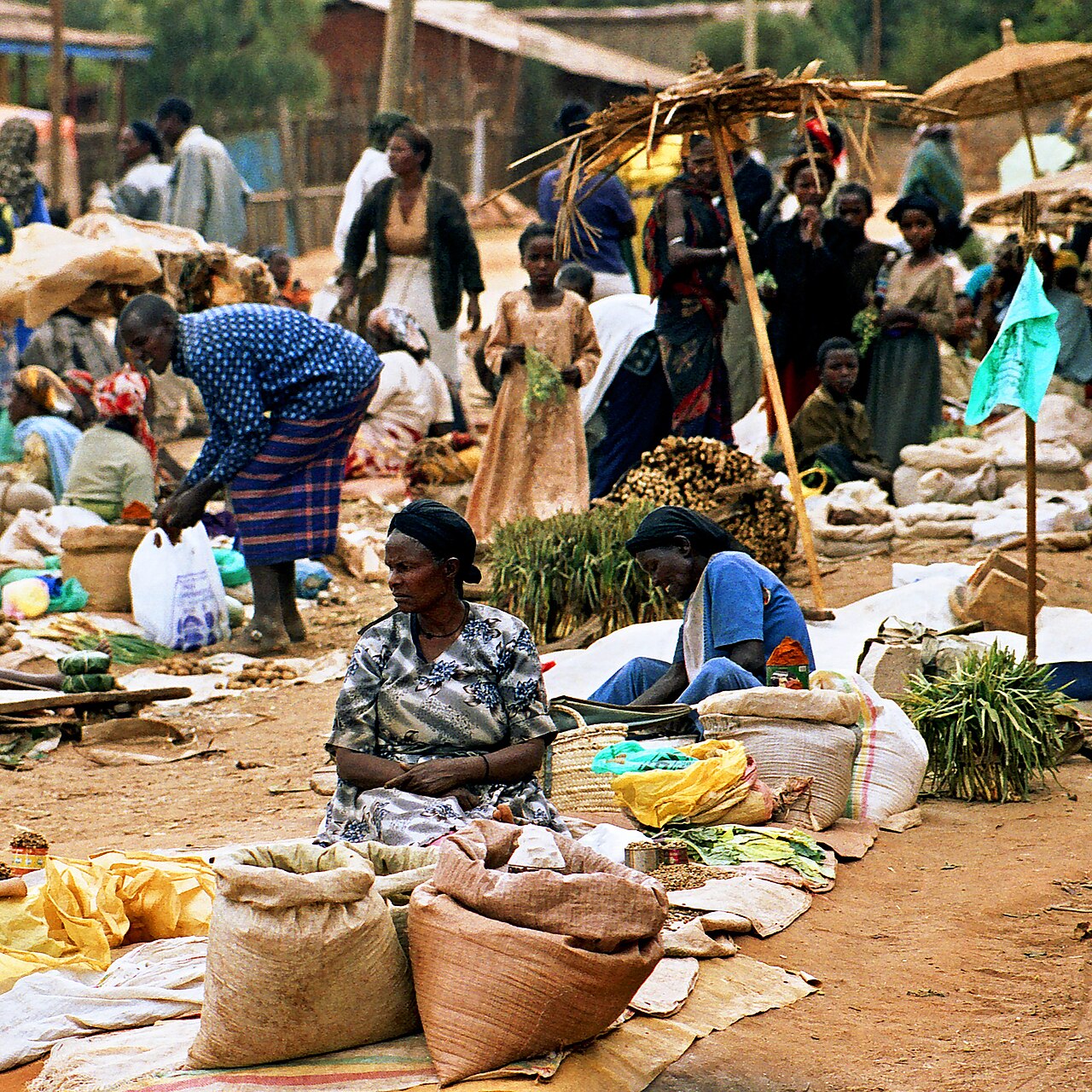 The marketplace of the Konso town of Karat in southern Ethiopia.