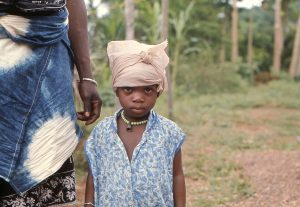 A Kpelle girl photographed in 1968; the Kpelle are a Mande people of the forest.