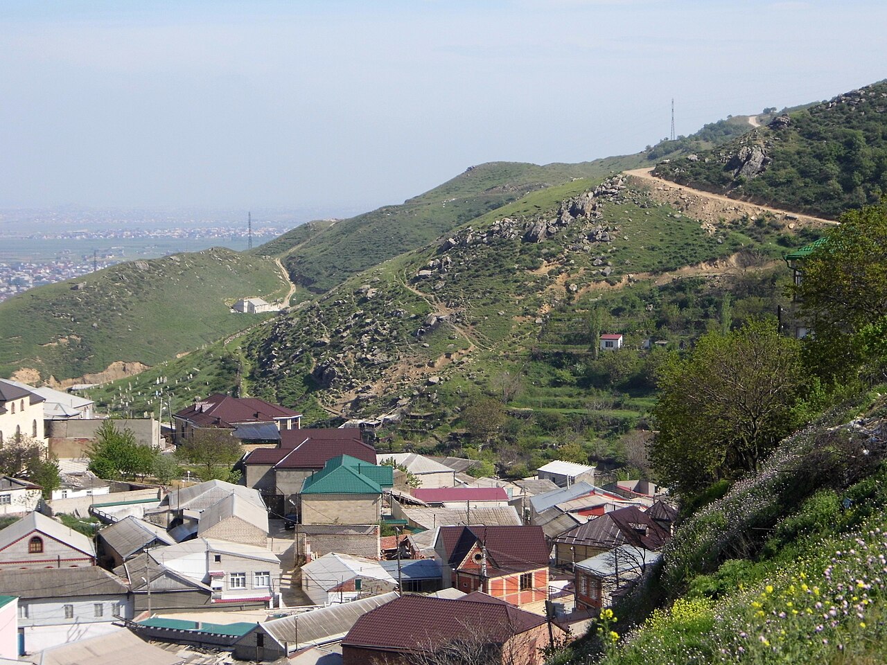 The old settlement of Tarki below the mountains of Dagestan