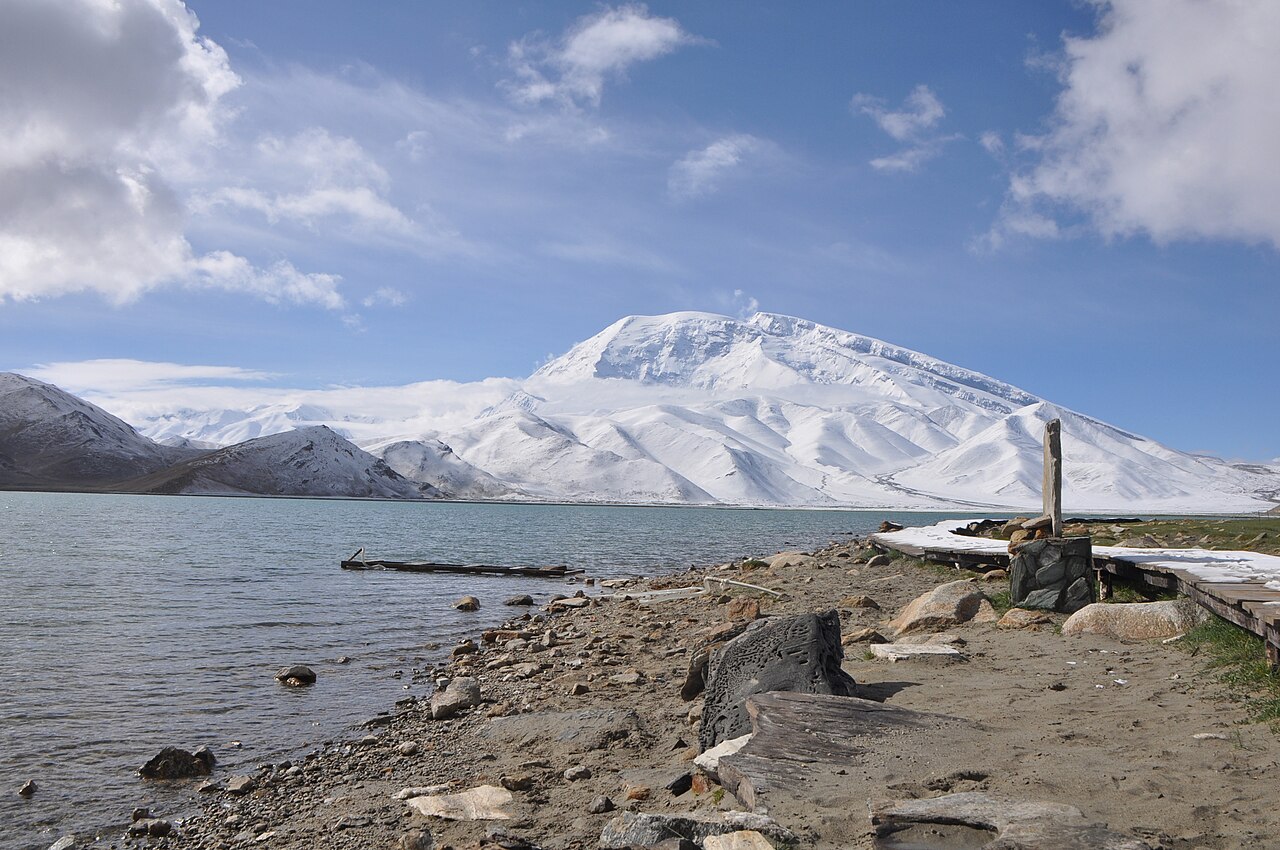 Karakul Lake below Muztagh Ata in the Kyrgyz country
