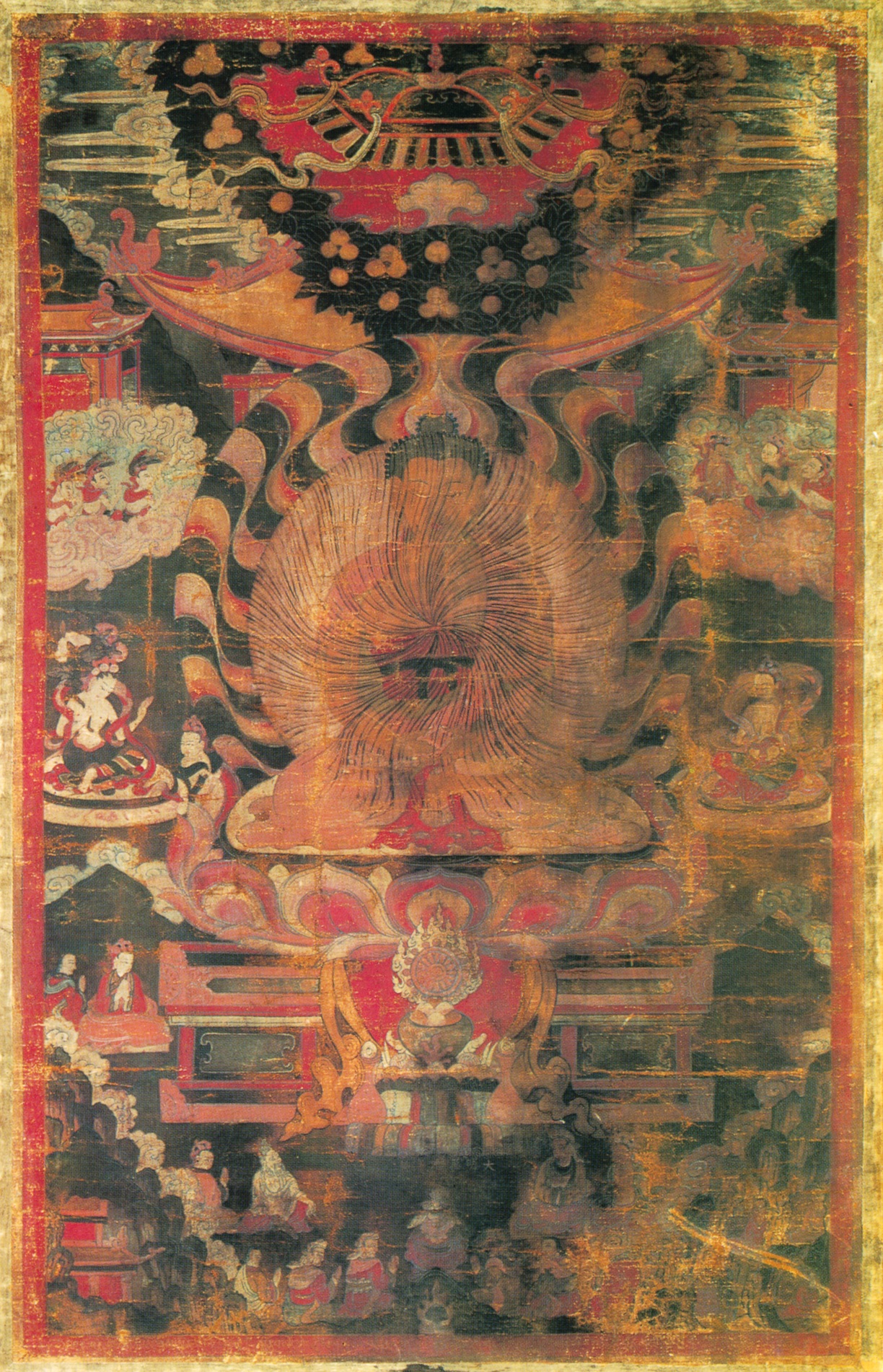 A Buddhist thangka, the sacred scroll-painting of Ladakh's monasteries