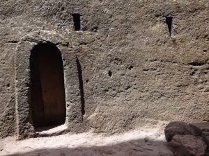 The facade of a church at Lalibela, cut entirely from the living rock.