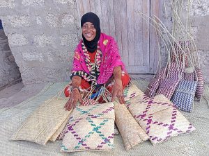 Basket weaving, one of the household crafts of the Luhya.