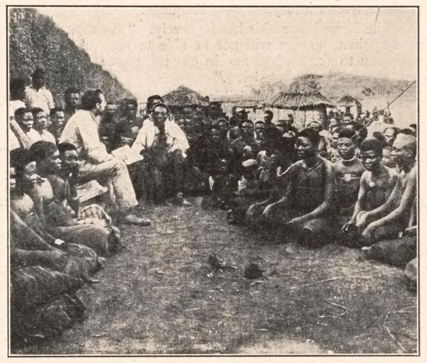 A historic photograph of a missionary with the Mwata Yamvo, the Lunda emperor.