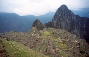 The curved Temple of the Sun, built over a sacred rock at Machu Picchu