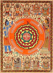 A Madhubani (Mithila) painting, the celebrated folk art of the Maithil people