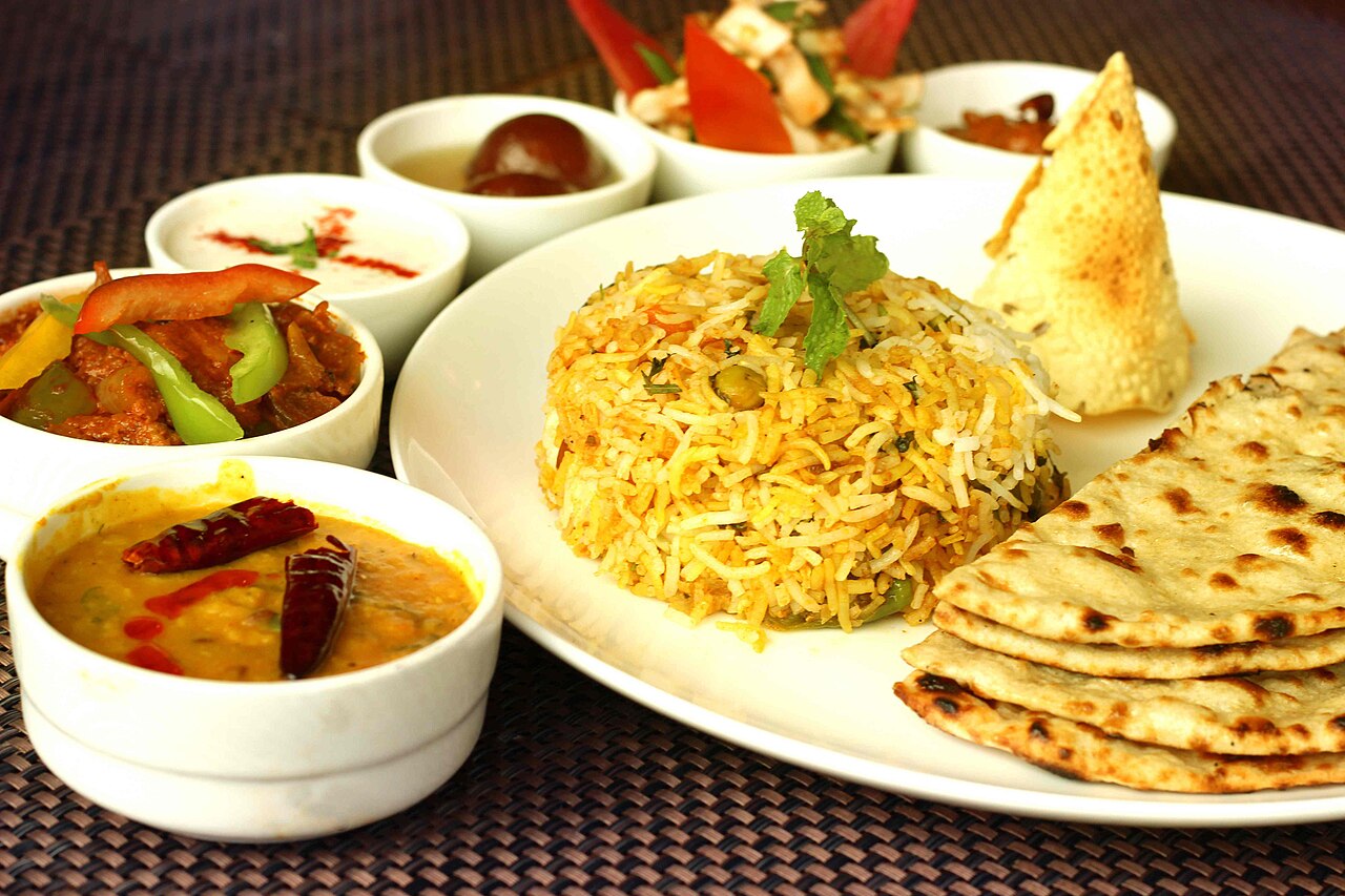 A vegetarian meal in the north Indian style