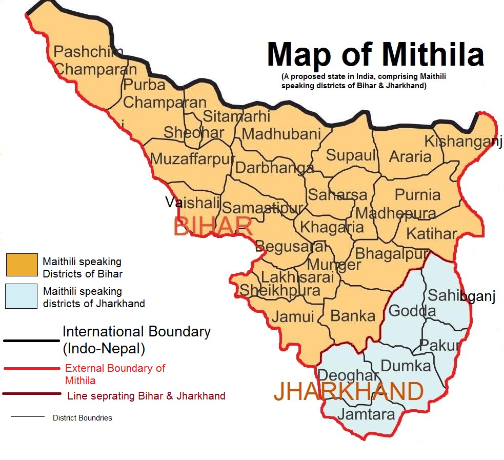 The Mithila region across northern Bihar and the Nepalese Terai