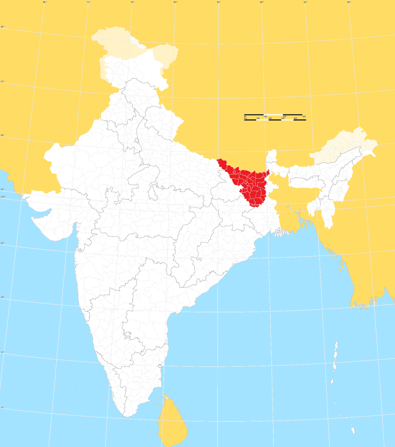 The Mithila region, homeland of the Maithili-speaking people