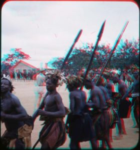Mangbetu dancers photographed at Paulis in the Congo, 1955.