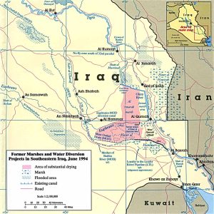 The marshes of Iraq in 1994, as they were being drained under Saddam Hussein.
