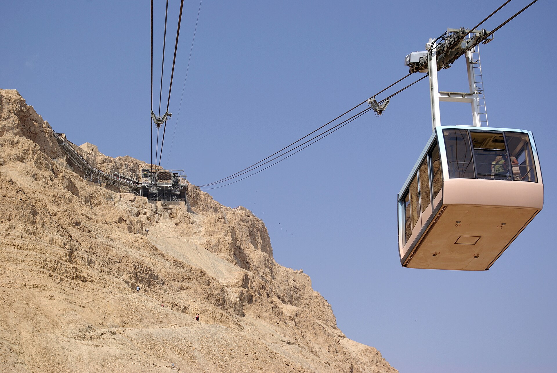 The flat-topped rock of Masada rising above the Judaean Desert near the Dead Sea.