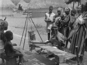 A scene of Mende life in Sierra Leone; the Mende are a Mande people.