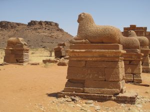 A temple of Amun with an avenue of rams near Meroe.