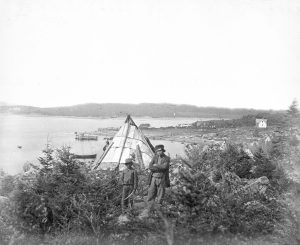 Mi'kmaq people at Tufts Cove, Nova Scotia, in an early photograph.