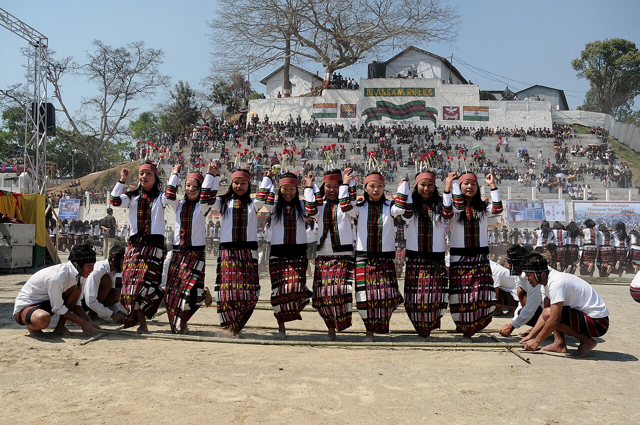 Dancers performing at a Mizo festival