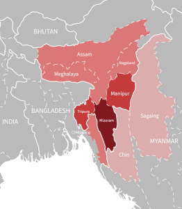 The distribution of the Mizo (Duhlian) language